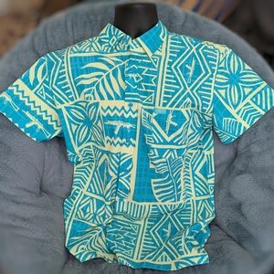 Blue and Yellow Geometric Men's Shirt